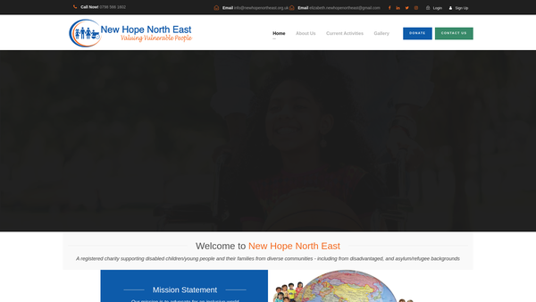 Screenshot of the New Hope North East website