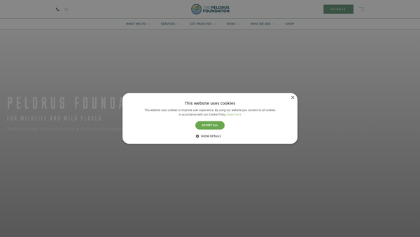 Screenshot of the Pelorus Foundation website