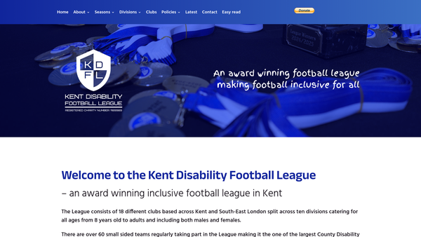 Screenshot of the Kent Disability League website