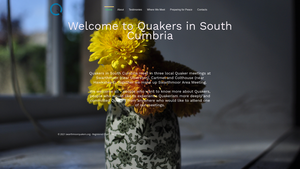 Screenshot of the Swarthmoor (South West Cumbria) Area Quaker Meeting website