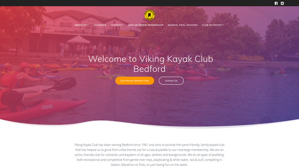 Screenshot of the Viking Kayak Club website