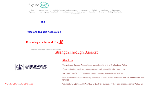 Screenshot of the Veterans Support Association website