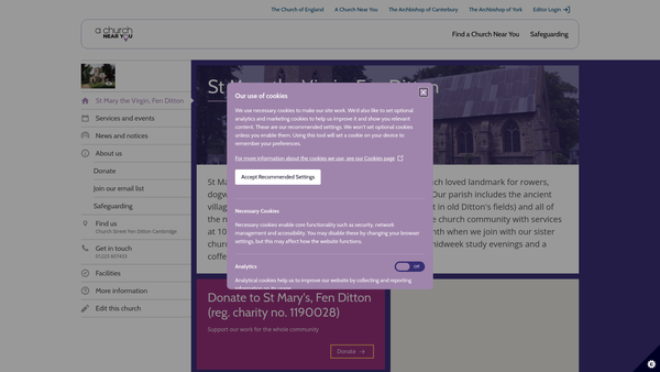 Screenshot of the The Parochial Church Council Of The Ecclesiastical Parish Of Fen Ditton, St Mary The Virgin website