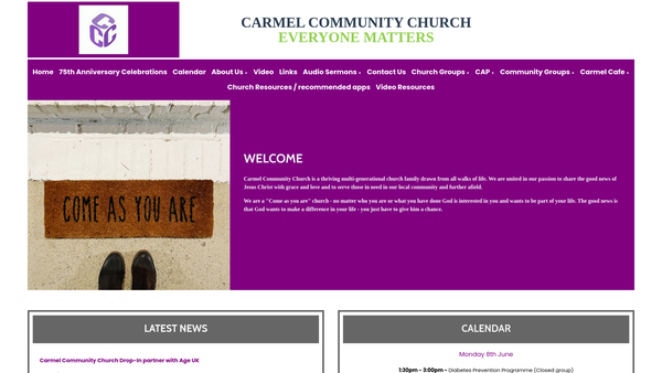Screenshot of the Carmel Community Church website