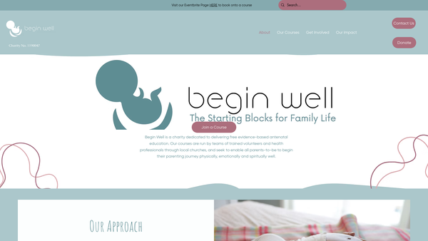 Screenshot of the Begin Well website