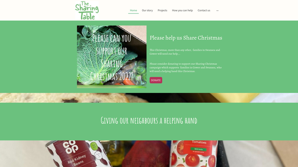Screenshot of the The Sharing Table website