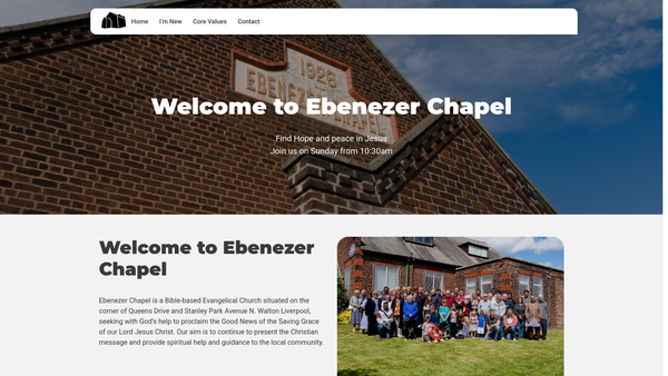 Screenshot of the Ebenezer Chapel Walton website