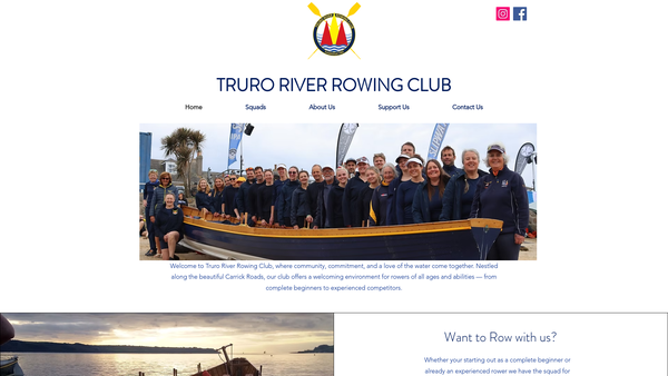 Screenshot of the Truro River Rowing Club website