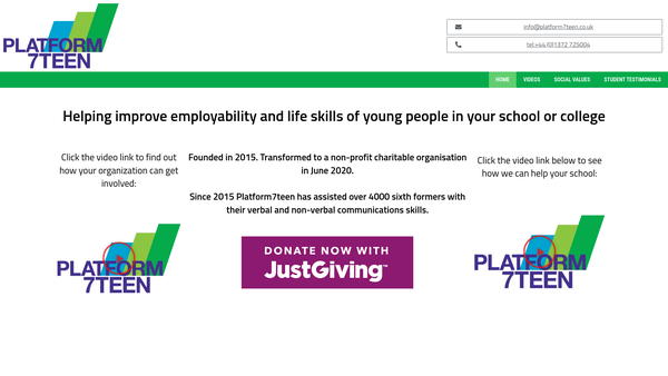 Screenshot of the Platform7teen website