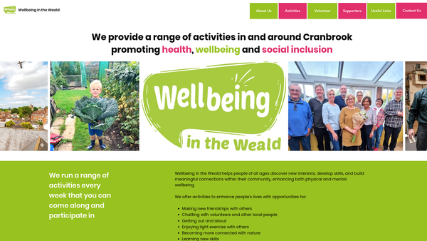Screenshot of the Wellbeing In The Weald website