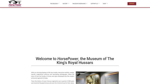 Screenshot of the The King's Royal Hussars Museum CIO website