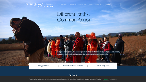 Screenshot of the Religions For Peace United Kingdom website