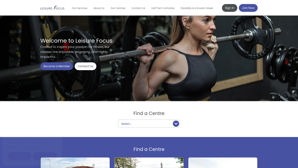 Screenshot of the Leisure Focus Trust website
