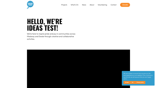 Screenshot of the Ideas Test website