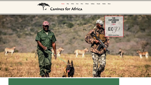 Screenshot of the Canines For Africa website