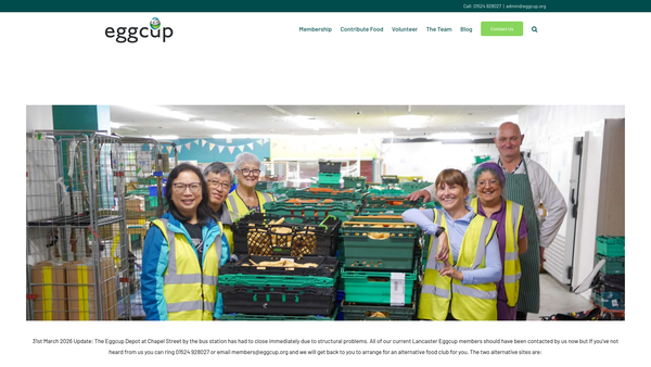 Screenshot of the Eggcup website