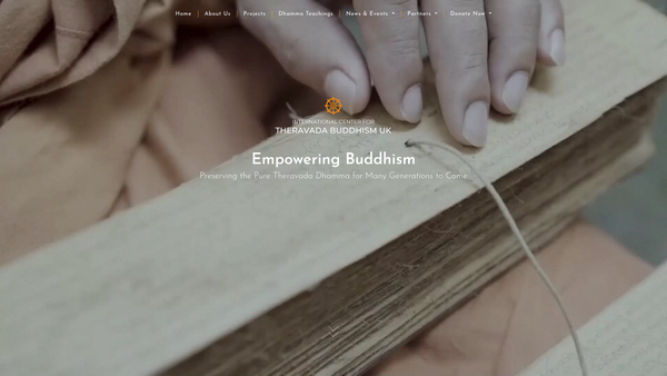 Screenshot of the International Centre For Theravada Buddhism UK website