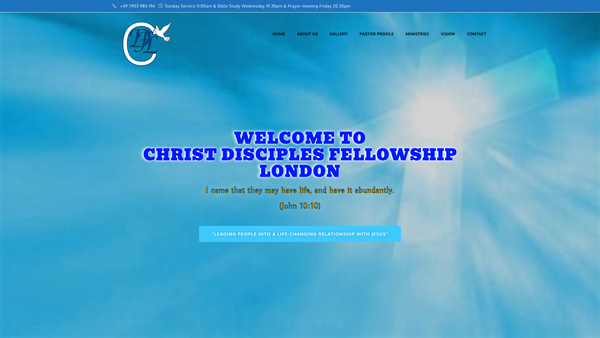Screenshot of the Christ Disciples Fellowship London website