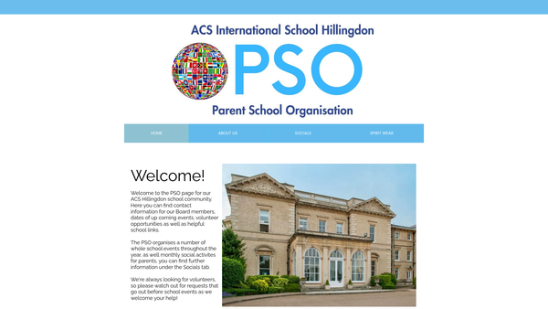 Screenshot of the Pso Acs International School Hillingdon website