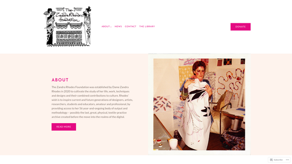Screenshot of the The Zandra Rhodes Foundation website