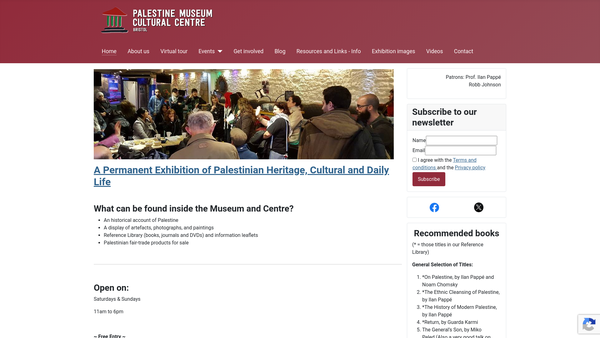 Screenshot of the Palestine Museum And Cultural Centre website