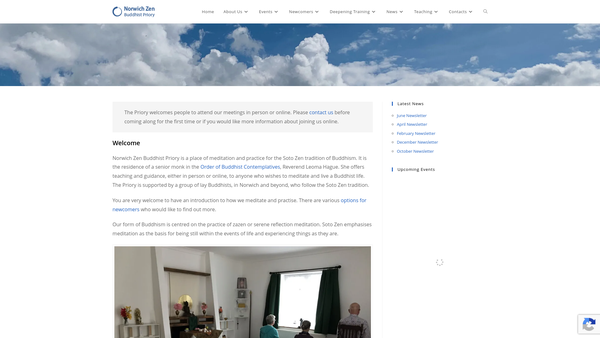 Screenshot of the Norwich Zen Buddhist Priory website