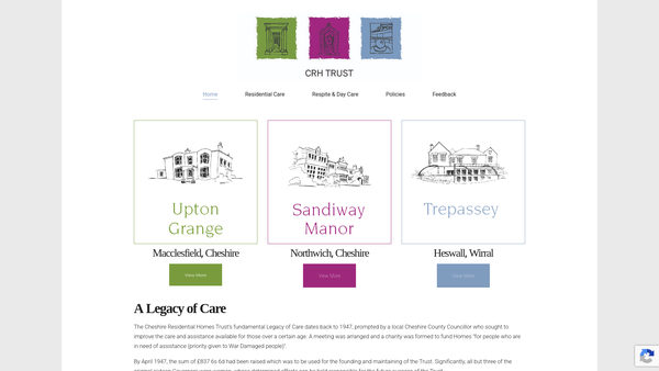 Screenshot of the Cheshire Residential Homes Trust website