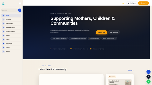 Screenshot of the M&c Foundation Ltd website