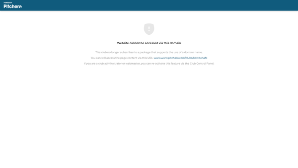 Screenshot of the Howden AFC website