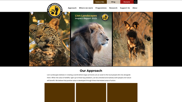 Screenshot of the Lion Landscapes website