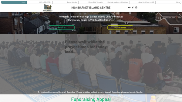 Screenshot of the Darul Noor Islamic Centre website