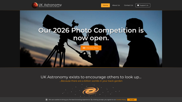 Screenshot of the UK Astronomy website