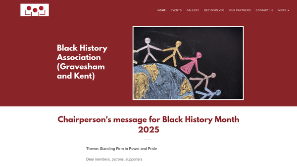 Screenshot of the Black History Association (Gravesham And Kent) website