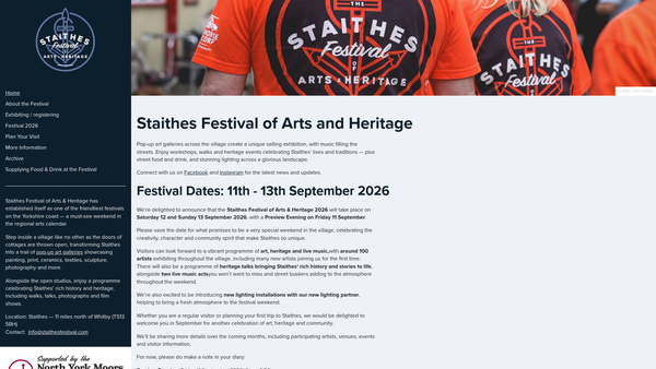 Screenshot of the Staithes Festival Of Arts And Heritage website