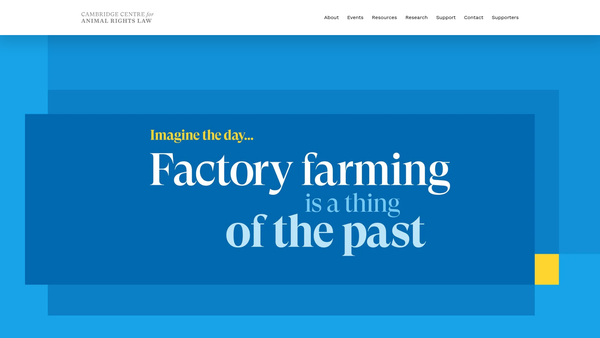 Screenshot of the Cambridge Centre For Animal Rights Law website