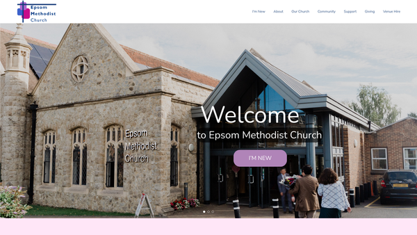 Screenshot of the Hope Into Action - Epsom website