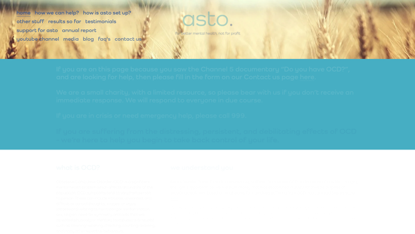 Screenshot of the Asto Clinics Charity Ltd website