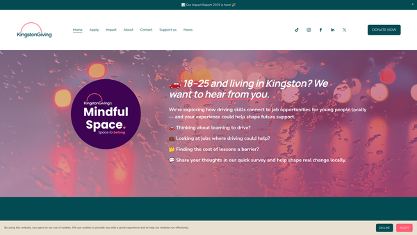 Screenshot of the Kingston Giving website