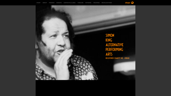 Screenshot of the Simon King Alternative Performing Arts website