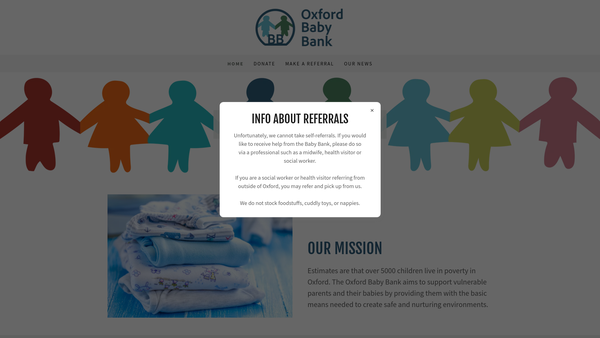Screenshot of the The Oxford Baby Bank website