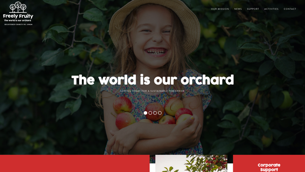 Screenshot of the Freely Fruity website