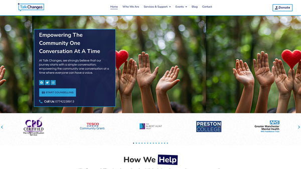 Screenshot of the Talk Changes website