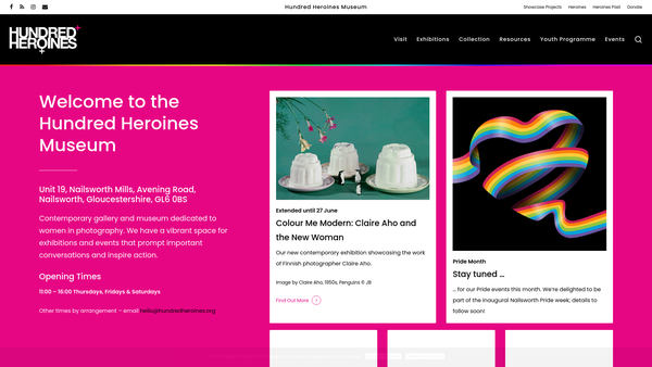Screenshot of the Hundred Heroines website