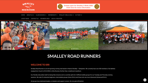 Screenshot of the Smalley Road Runners website