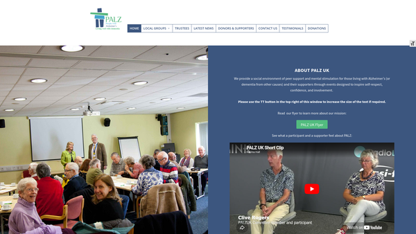 Screenshot of the Palz UK website
