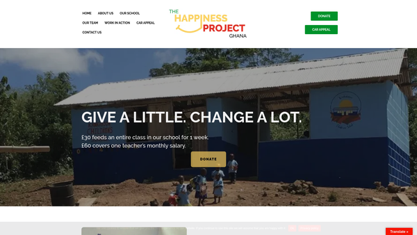 Screenshot of the The Happiness Project Ghana website