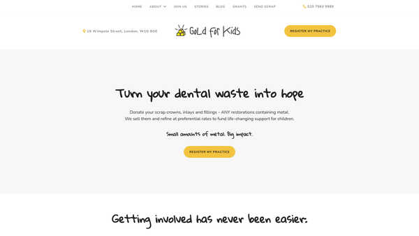 Screenshot of the Gold For Kids website