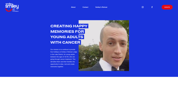Screenshot of the Smiley Smiley Josh Riley Foundation website