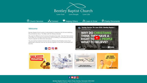 Screenshot of the Bentley Baptist Church website