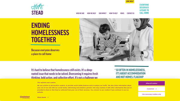 Screenshot of the Hopestead website